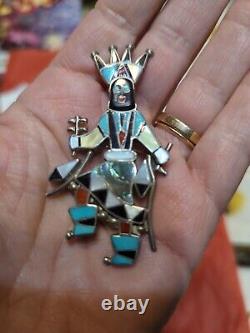 Native American Zuni Crown Dancer Pin