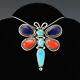 Native American Zuni Dragonfly Pendant/pin By Diane Lonjose