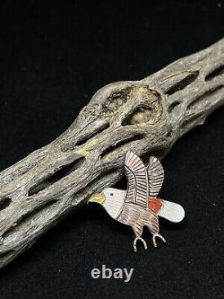 Native American Zuni Eagle Abalone shell Sterling Silver Pin&Pendant