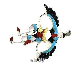 Native American Zuni Handmade Eagles Dancer Multicolored Pin Pendant