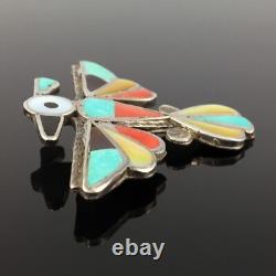 Native American Zuni Handmade Silver & Mosaic Inlay Thunderbird Pin