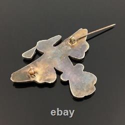 Native American Zuni Handmade Silver & Mosaic Inlay Thunderbird Pin
