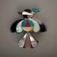 Native American Zuni Handmade Silver Mosaic Inlay Thunderbird Pin Brooch