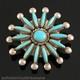Native American Zuni Handmade Sterling Silver Turquoise Needlepoint Pin Pendant
