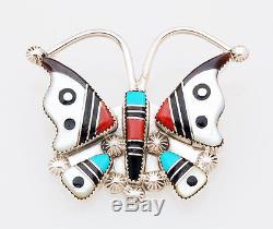 Native American Zuni Handmade Sterling with Inlay Butterfly Pin/Pendant