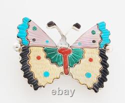Native American Zuni Handmade Sterling with Inlay Butterfly Pin/Pendant