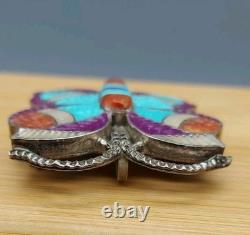 Native American Zuni Handmade Sterling with Inlay Butterfly Pin/Pendant Signed