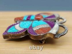 Native American Zuni Handmade Sterling with Inlay Butterfly Pin/Pendant Signed