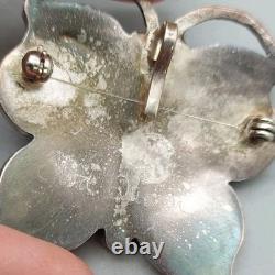 Native American Zuni Handmade Sterling with Inlay Butterfly Pin/Pendant Signed