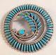 Native American Zuni Handmade Turquoise Needlepoint Sterling Silver Pin/pendant