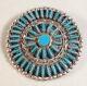 Native American Zuni Handmade Turquoise Needlepoint Sterling Silver Pin/pendant