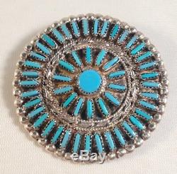 Native American Zuni Handmade Turquoise Needlepoint Sterling Silver Pin/Pendant