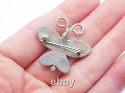 Native American Zuni Indian Sterling Silver Inlay Stone Butterfly Pin Pendant