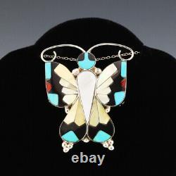 Native American Zuni Inlay Butterfly Pendant/pin By Allison Dishta