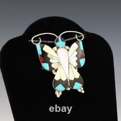 Native American Zuni Inlay Butterfly Pendant/pin By Allison Dishta