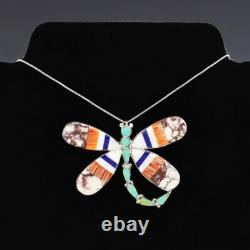 Native American Zuni Inlay Dragonfly Pin/pendant By Angus Ahiyite