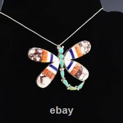 Native American Zuni Inlay Dragonfly Pin/pendant By Angus Ahiyite
