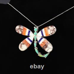 Native American Zuni Inlay Dragonfly Pin/pendant By Angus Ahiyite