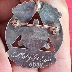 Native American Zuni Inlay Kachina Sterling Pendant-pin. Sun Triangle Face