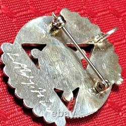 Native American Zuni Inlay Kachina Sterling Pendant-pin. Sun Triangle Face