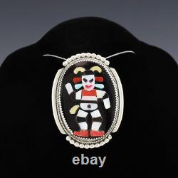 Native American Zuni Inlay Koshare Pin/pendant By Beverly Etsate