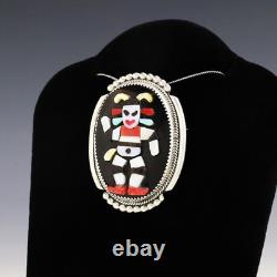 Native American Zuni Inlay Koshare Pin/pendant By Beverly Etsate