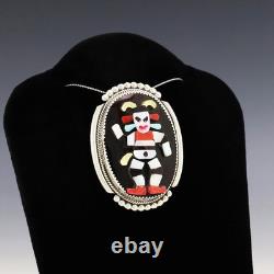 Native American Zuni Inlay Koshare Pin/pendant By Beverly Etsate