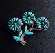 Native American Zuni J. Laate Signed Petit Point Turquoise Blooming Flower Pin