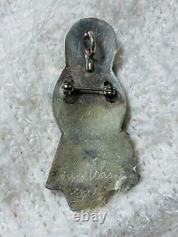 Native American Zuni Joyce Waseta Signed 2.5 Olla Maiden Silver Pin Pendant