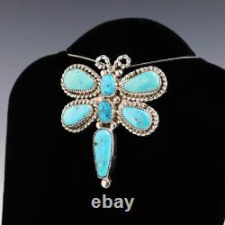 Native American Zuni Kingman & Castle Dome Turquoise Dragonfly Pendant/pin