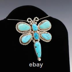 Native American Zuni Kingman & Castle Dome Turquoise Dragonfly Pendant/pin