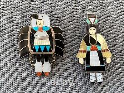 Native American Zuni Madeline Beyuka Signed OLLA MAIDEN Sterling Pin Pendant