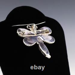 Native American Zuni Serpentine & Kingman Turquoise Dragonfly Pendant/pin