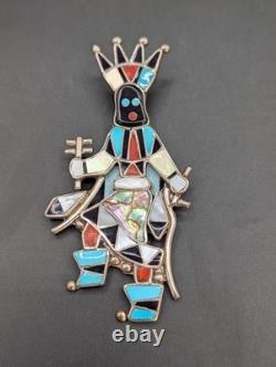 Native American Zuni Silver 925 Lynette Laiwakete Pin/Pendant Turquoise Vintage