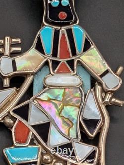 Native American Zuni Silver 925 Lynette Laiwakete Pin/Pendant Turquoise Vintage