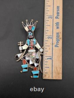 Native American Zuni Silver 925 Lynette Laiwakete Pin/Pendant Turquoise Vintage