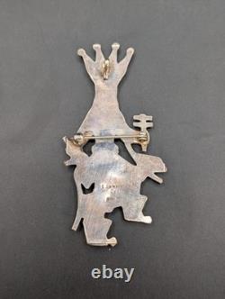 Native American Zuni Silver 925 Lynette Laiwakete Pin/Pendant Turquoise Vintage