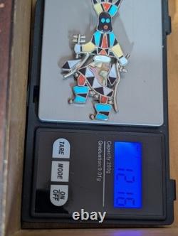 Native American Zuni Silver 925 Lynette Laiwakete Pin/Pendant Turquoise Vintage