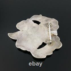 Native American Zuni Silver Inlay Flower Pendant Pin Anselm & Rosita Wallace