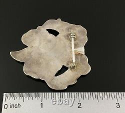 Native American Zuni Silver Inlay Flower Pendant Pin Anselm & Rosita Wallace