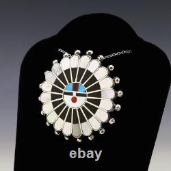 Native American Zuni Silver & Inlay Sun Face Pin/pendant By April Unkestine