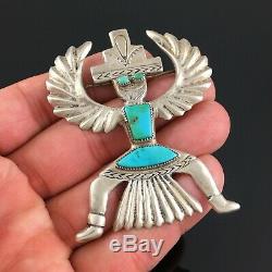 Native American Zuni Silver Turquoise Knifewing Brooch C. G. Wallace Horace Iule