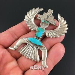 Native American Zuni Silver Turquoise Knifewing Brooch C. G. Wallace Horace Iule
