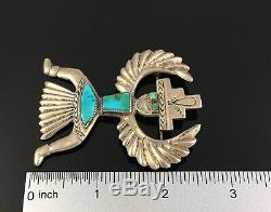 Native American Zuni Silver Turquoise Knifewing Brooch C. G. Wallace Horace Iule