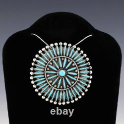 Native American Zuni Silver & Turquoise Pin/pendant By Lance & Cordelia Waatsa