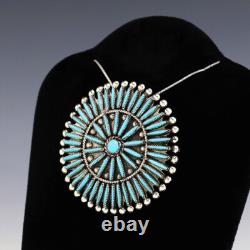 Native American Zuni Silver & Turquoise Pin/pendant By Lance & Cordelia Waatsa