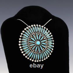 Native American Zuni Silver & Turquoise Pin/pendant By Lance & Cordelia Waatsa