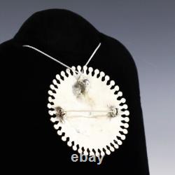 Native American Zuni Silver & Turquoise Pin/pendant By Lance & Cordelia Waatsa