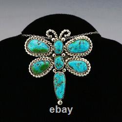 Native American Zuni Sonoran Turquoise Dragonfly Pendant/pin By Diane Lonjose