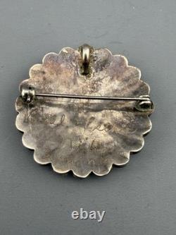 Native American Zuni Sterling Silver Brooch Pendant Signed Vendal Ester Nisha